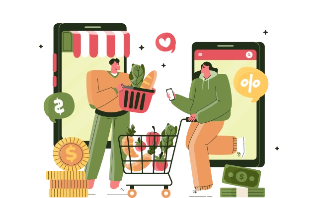 White label grocery delivery app delivery partner handing groceries